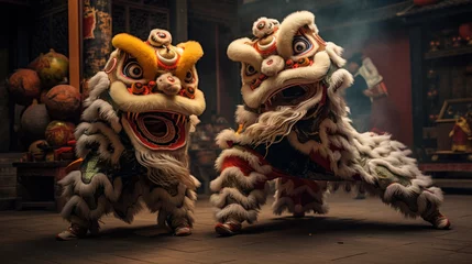 Deurstickers lion dance in Chinese cultures © EmmaStock