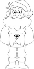Kind and sweet Santa Claus, the main character of the New Year holidays. Coloring style