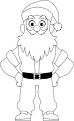 Kind and sweet Santa Claus, the main character of the New Year holidays. Coloring style