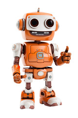 friendly robot giving thumbs up white isolated background