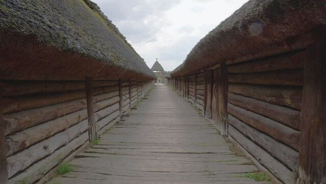 A Perspective Observed from Within Biskupin, Poland - Pan Up
