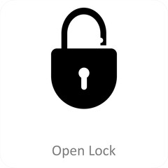 Open Lock and lock icon concept