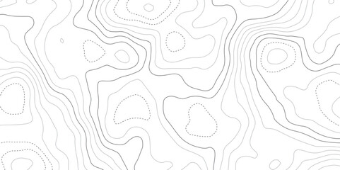 Fototapeta premium Abstract black and white topographic map lines background. Topographic map lines, contour background. Geographic lines map on elevation assignment pattern.