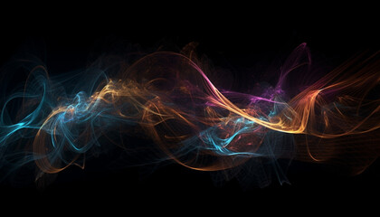 Abstract motion futuristic design, fantasy space, multi colored illustration, glowing shape generated by AI