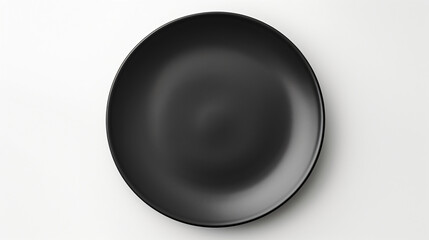 Empty black round plate isolated on a white background