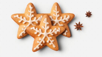 Fototapeta na wymiar Festive Christmas Gingerbread Cookies: Baking Holiday Magic with Gingerbread Dough and Star-Shaped Cookie Cutters on Isolated White Background