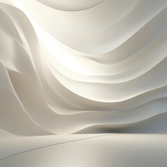 抽象正方形背景。白い曲線的な壁がある空間