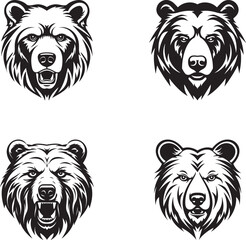 Bear Logo silhouette Set, Bear Icon Set Vector Design