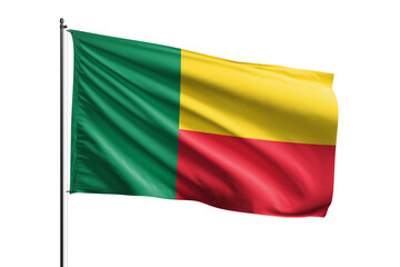 Obraz premium 3d illustration flag of Benin. Benin flag waving isolated on white background with clipping path. flag frame with empty space for your text.