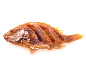 fried fish isolated on transparent.