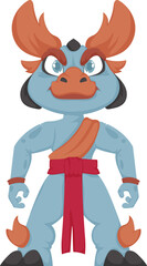 Cartoon funny and fabulous Chinese dragon warrior. Cartoon style