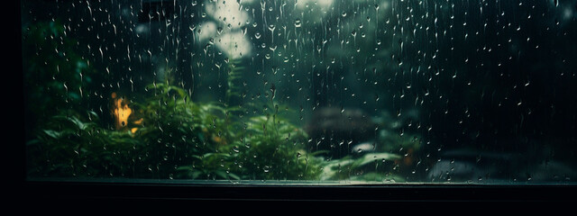 Raindrops on the window. Generative AI,
