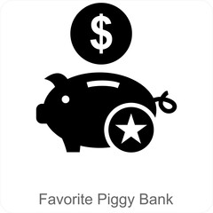 Favorite Piggy Bank icon concept