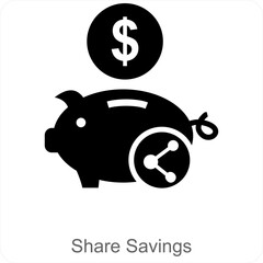Share Savings and share icon concept