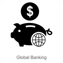 Global Banking and bank icon concept