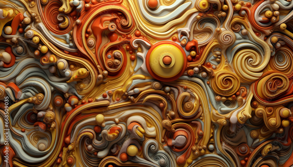 Poster abstract underwater backdrop with multi colored spiral seashell decoration generated by ai