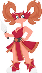 Cartoon funny and fabulous Chinese warrior girl. Cartoon style