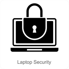 Laptop Security and security icon concept