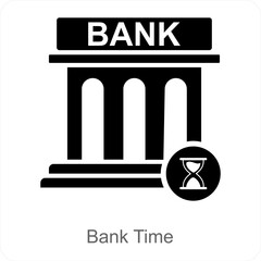 Bank Time and bank icon concept