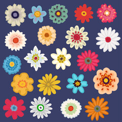 レトロでカラフルな花