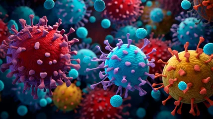 Fotobehang Coronavirus under a microscope. Generative AI, © Яна Ерік Татевосян