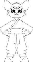 Cartoon funny and fabulous Viking or Chinese warrior girl. Coloring style