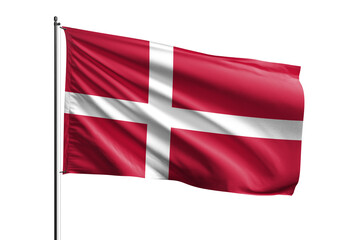 3d illustration flag of Denmark. Denmark flag waving isolated on white background with clipping path. flag frame with empty space for your text.