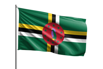 3d illustration flag of Dominica. Dominica flag waving isolated on white background with clipping path. flag frame with empty space for your text.