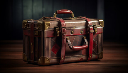 Old fashioned leather suitcase, a timeless travel companion for elegant journeys generated by AI