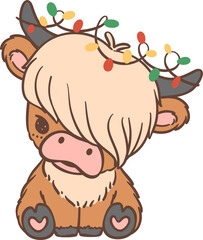 Christmas cow cartoon kid