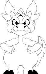 Mystical Shaolin warrior in the form of a Chinese dragon cartoon character. Coloring style