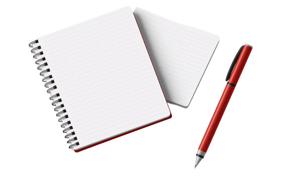 Notepads And Pens On Transparent Background.