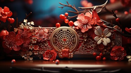 Happy Chinese New Year Banner Design Space Text 3D, Happy New Year Background ,Hd Background