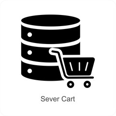 Sever Cart and hosting icon concept