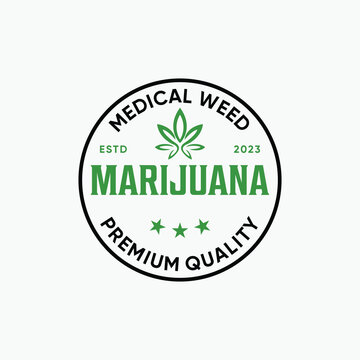 marijuana badge, emblem, stamp logo design template