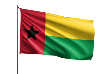 3d illustration flag of Guinea Bissau. Guinea Bissau flag waving isolated on white background with clipping path. flag frame with empty space for your text.