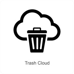 Trash Cloud and cloud icon concept