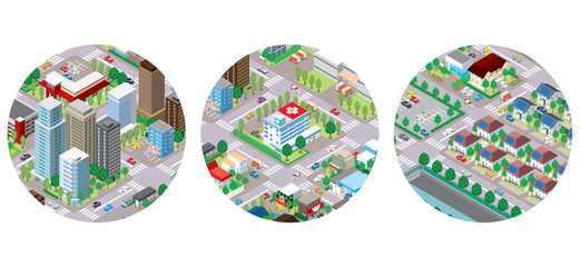 街並みの立体図. 都市の景観. 