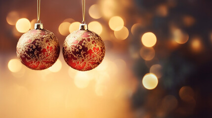 Red and Gold Christmas Balls, AI generated.