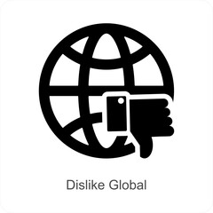 Dislike Global and Negative icon concept