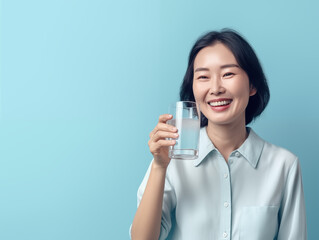 Asian lady drink water