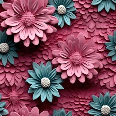 Seamless Embroidered Floral Patterns, 3d Flowers Digital Paper Pack, Seamless Pattern, 3D Flower Background, Seamless Texture, Scrapbook
