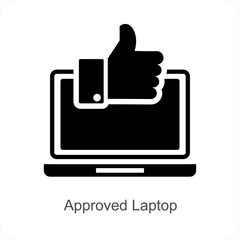 Approved Laptop and verify icon concept