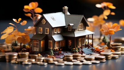 miniature house on the money