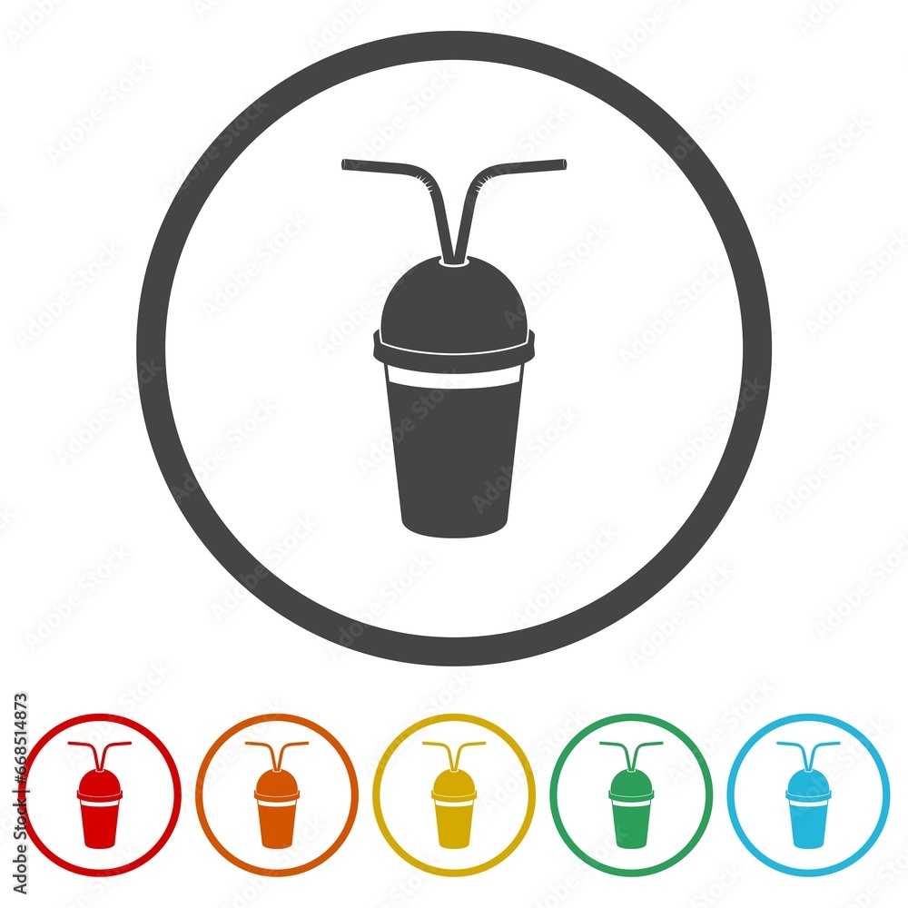 Poster milkshake drink icon. set icons in color circle buttons