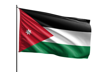 Obraz premium 3d illustration flag of Jordan. Jordan flag waving isolated on white background with clipping path. flag frame with empty space for your text.