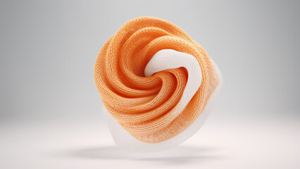 Rope with a knot in orange tones on a white background.