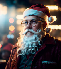 Papá Noel con gafas redondas, carácter real