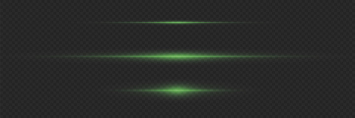 Horizontal light beams, glowing green line of light, flash of red horizontal highlights, laser beams, beautiful light flash, bright glow.