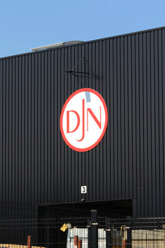 AALST, BELGIUM, 25 AUGUST 2021: Warehouse of Jan de Nul Group in Aalst. It is a Belgian company that provides services to the construction and maintenance of maritime infrastructure worldwide.